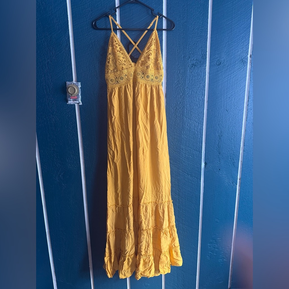 Rue21 Yellow Ruffled Tiered Maxi Sundress